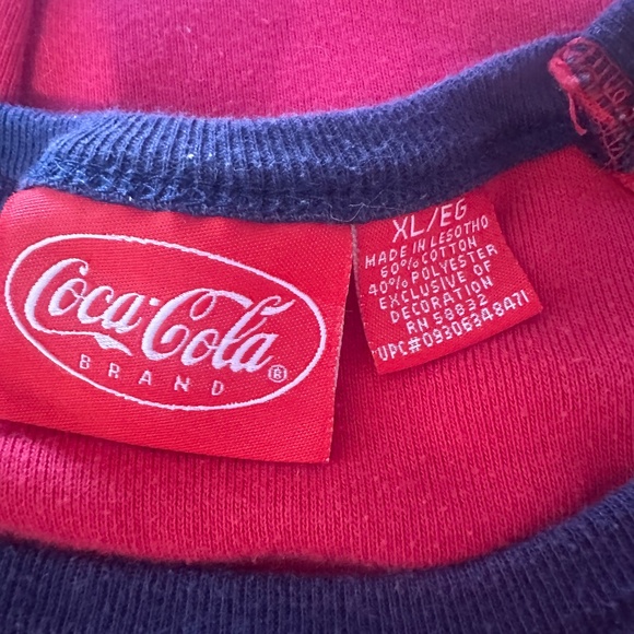 Y2K Coca Cola Red & Navy Retro Cap Sleeve Ribbed T shirt Sz M/L - Picture 6 of 6
